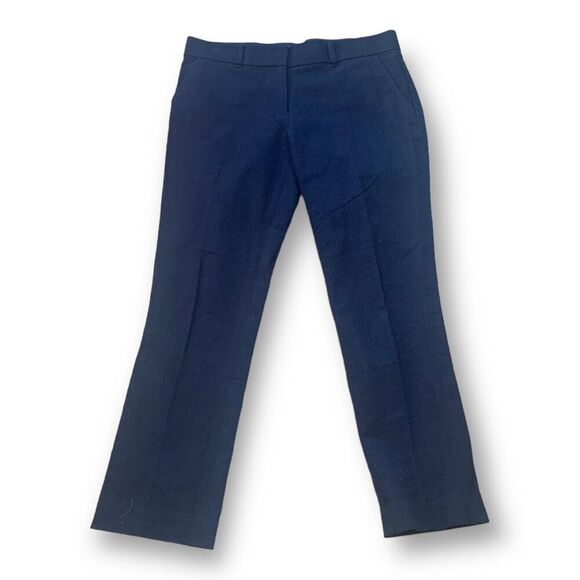 Tory Burch Navy Blue Straight Leg Trousers Lightweight Crepe Tailored Pants - Picture 5 of 14